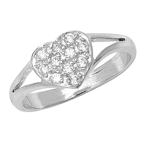 9CT WHITE GOLD BABIES' CZ HEART RING