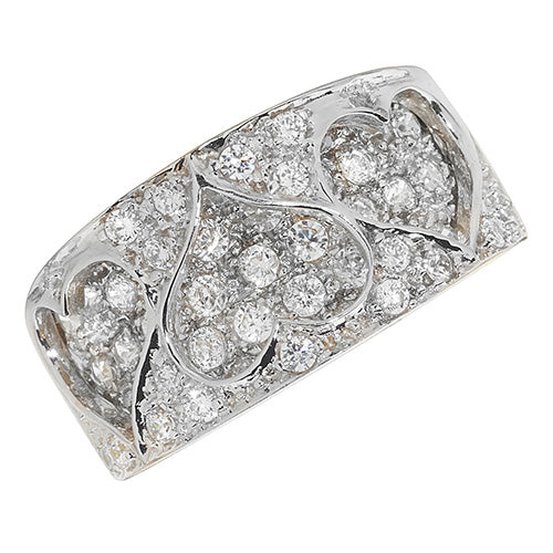9CT GOLD PAVE SET CZ TRIPLE HEART 2 TONE RING