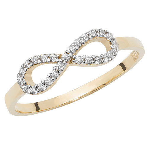 9CT GOLD GRAIN SET CZ INFINITY RING