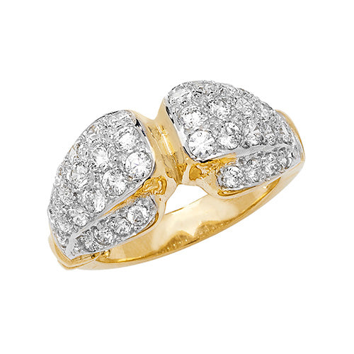 9CT GOLD GENTS' CZ DOUBLE BOXING GLOVE RING