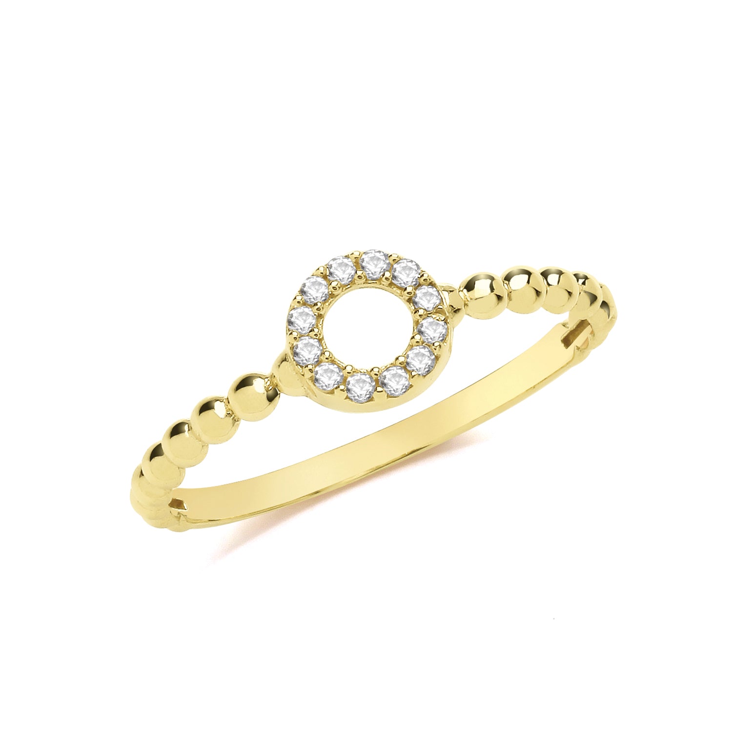 9CT GOLD CZ CIRCLE BOBBLE RING