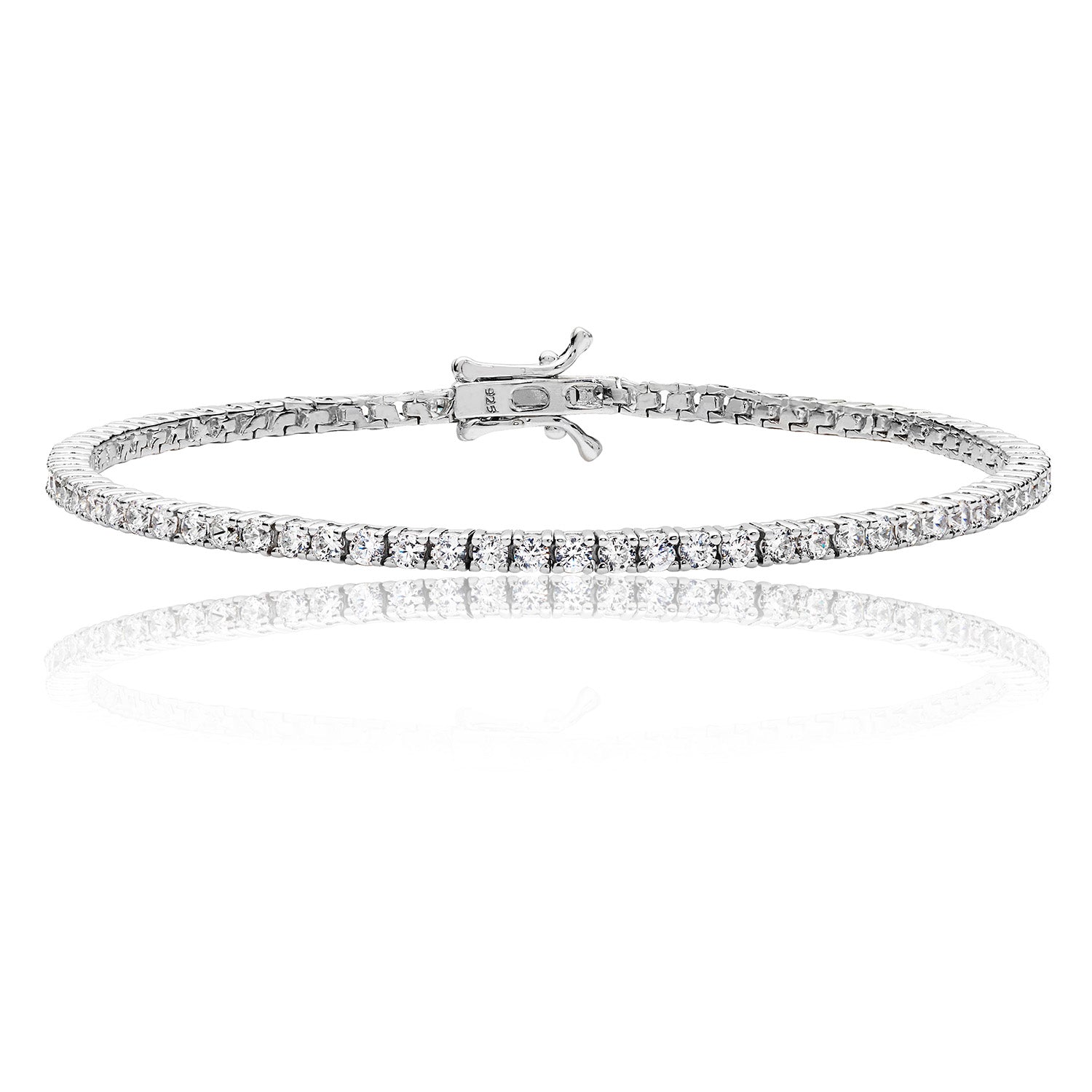 SILVER ROUND CLAW SET CZ LINE BRACELET