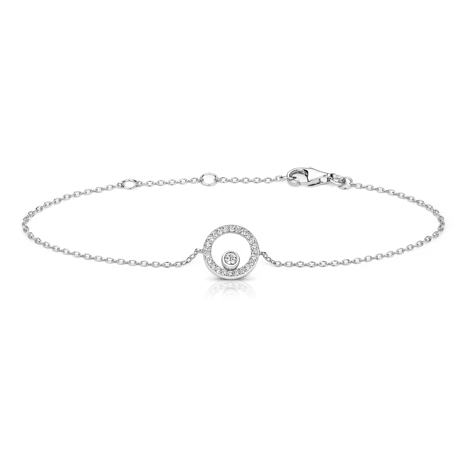 SILVER HALO CZ WITH SINGLE BUBBLE BRACELET