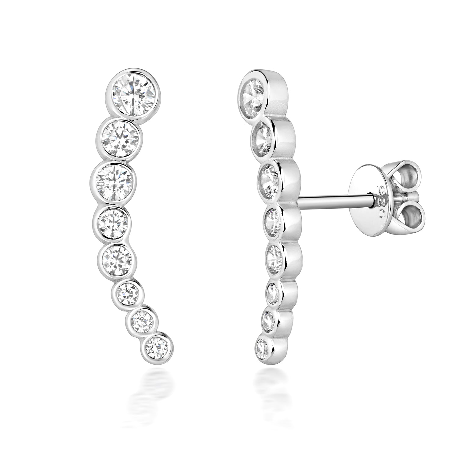 SILVER GRADUATED RUBOVER SET CZ STUDS