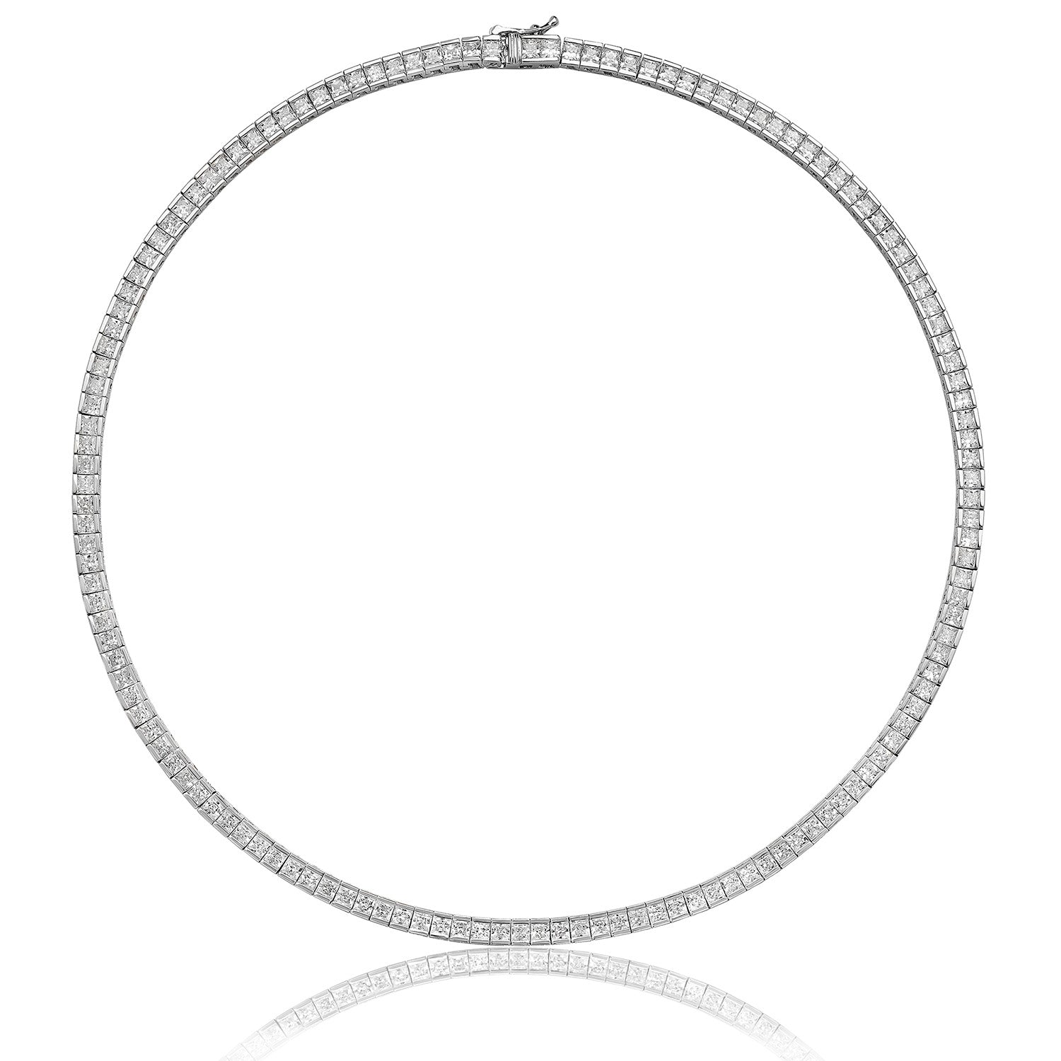 SILVER END SET SQUARE CZ LINE NECKLET