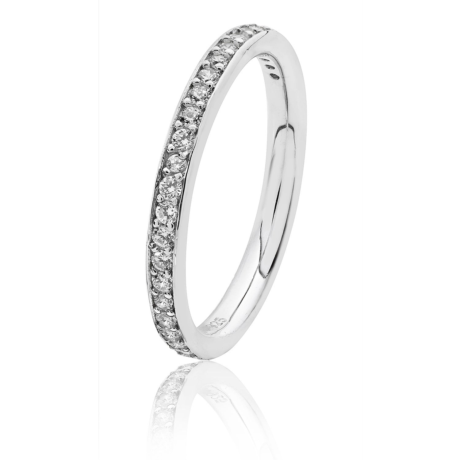 SILVER THREAD AND GRAIN CZ SET HALF ETERNITY RING