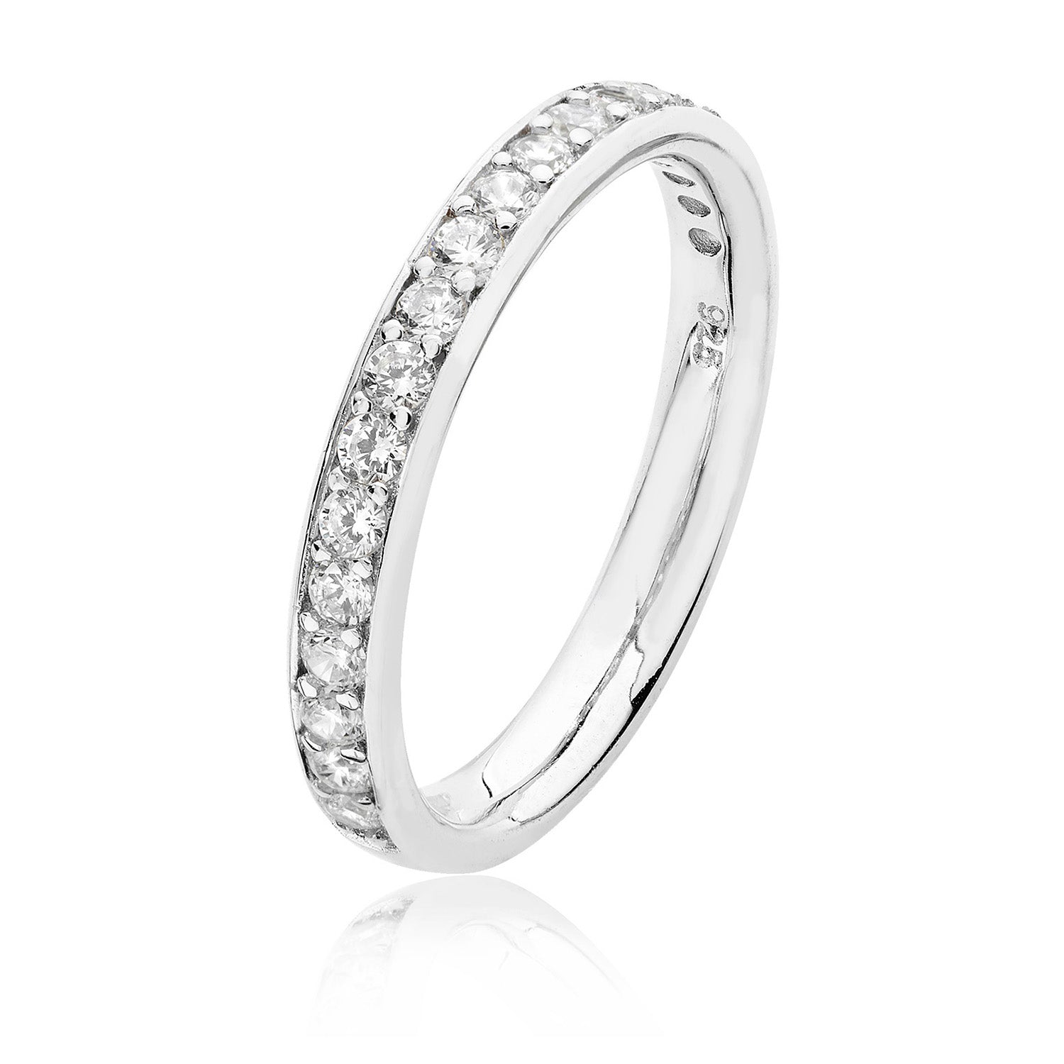 SILVER THREAD AND GRAIN CZ SET HALF ETERNITY RING