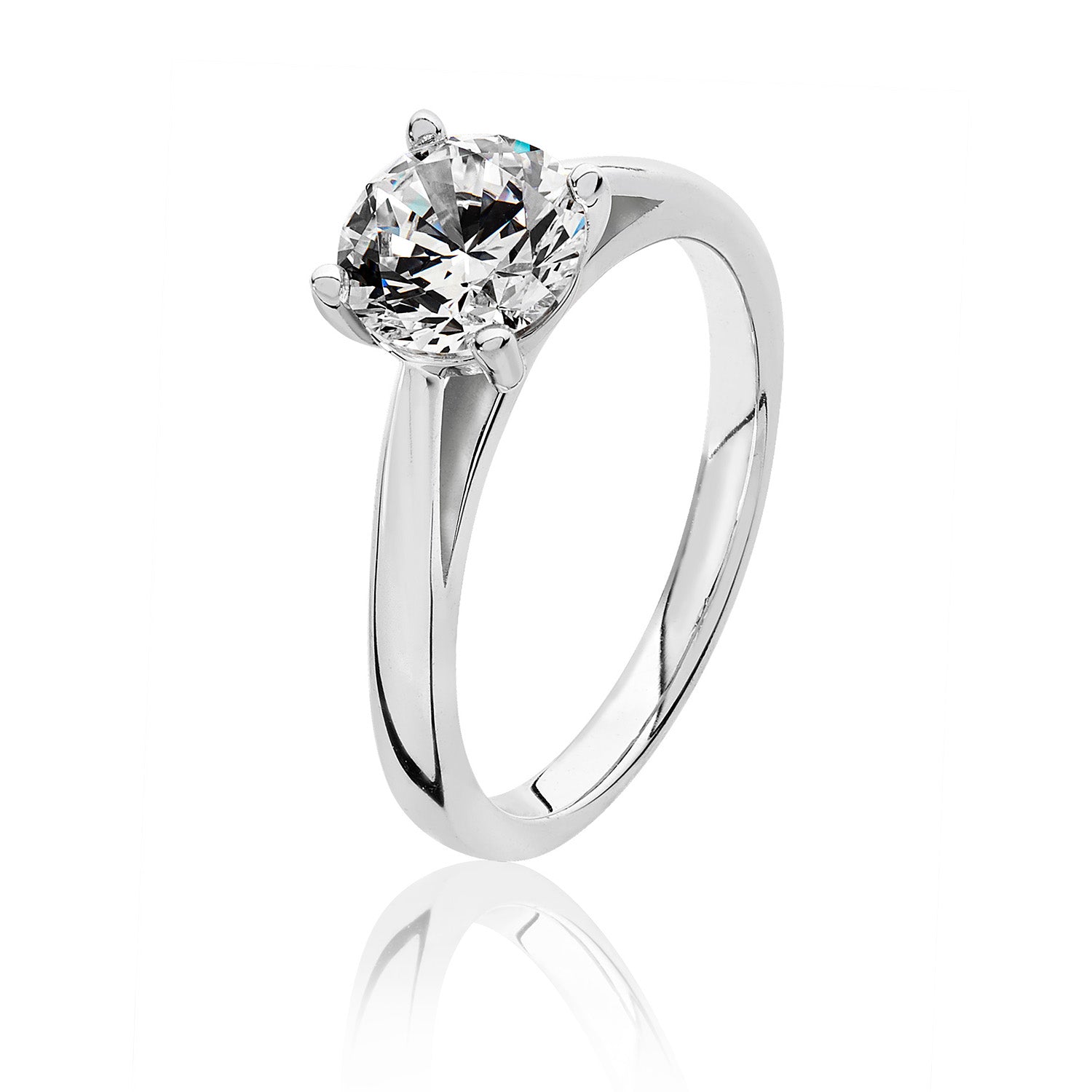 SILVER ROUND SOLITAIRE CZ 4 CLAW SET RING