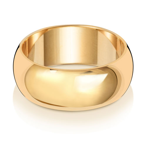 9CT GOLD 8MM D SHAPE ULTRA-LIGHT WEDDING RING