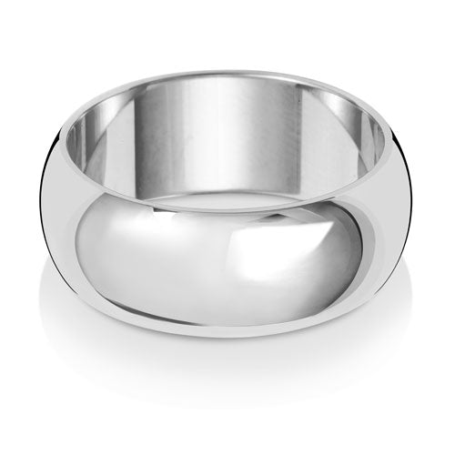 9CT WHITE GOLD 8MM D SHAPE ULTRA-LIGHT WEDDING RING