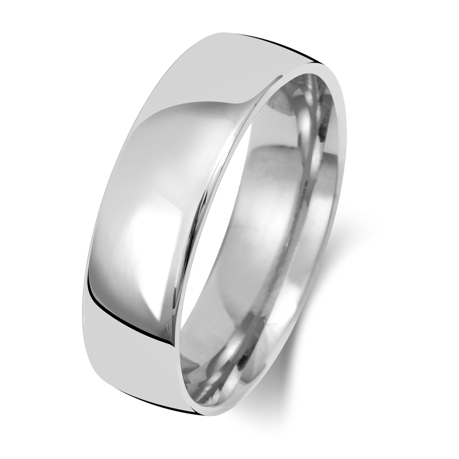 9CT WHITE GOLD 6MM SLIGHT COURT HEAVY WEDDING RING