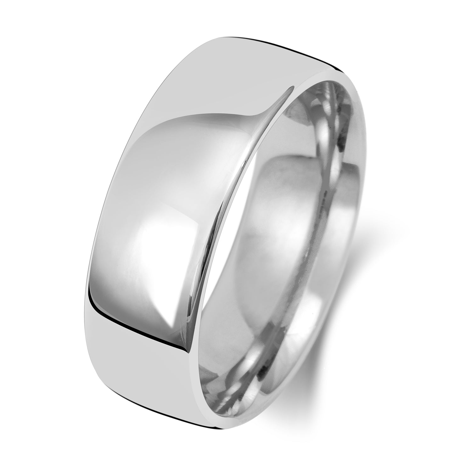 9CT WHITE GOLD 7MM SLIGHT COURT HEAVY WEDDING RING