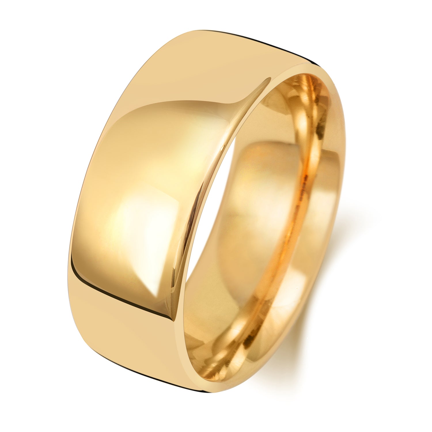 9CT GOLD 8MM SLIGHT COURT LIGHT WEDDING RING