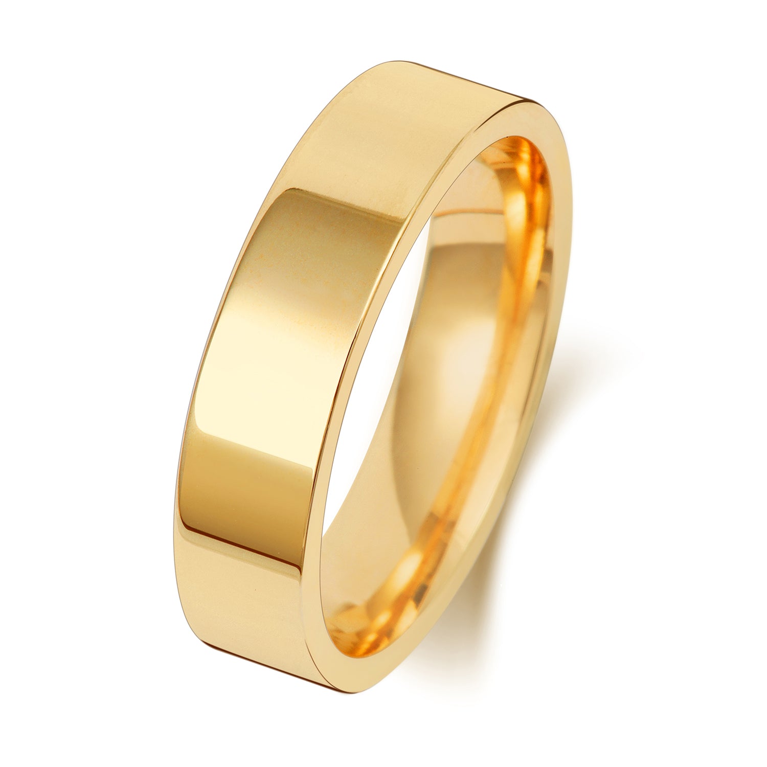 9CT GOLD 5MM FLAT COURT LIGHT WEDDING RING