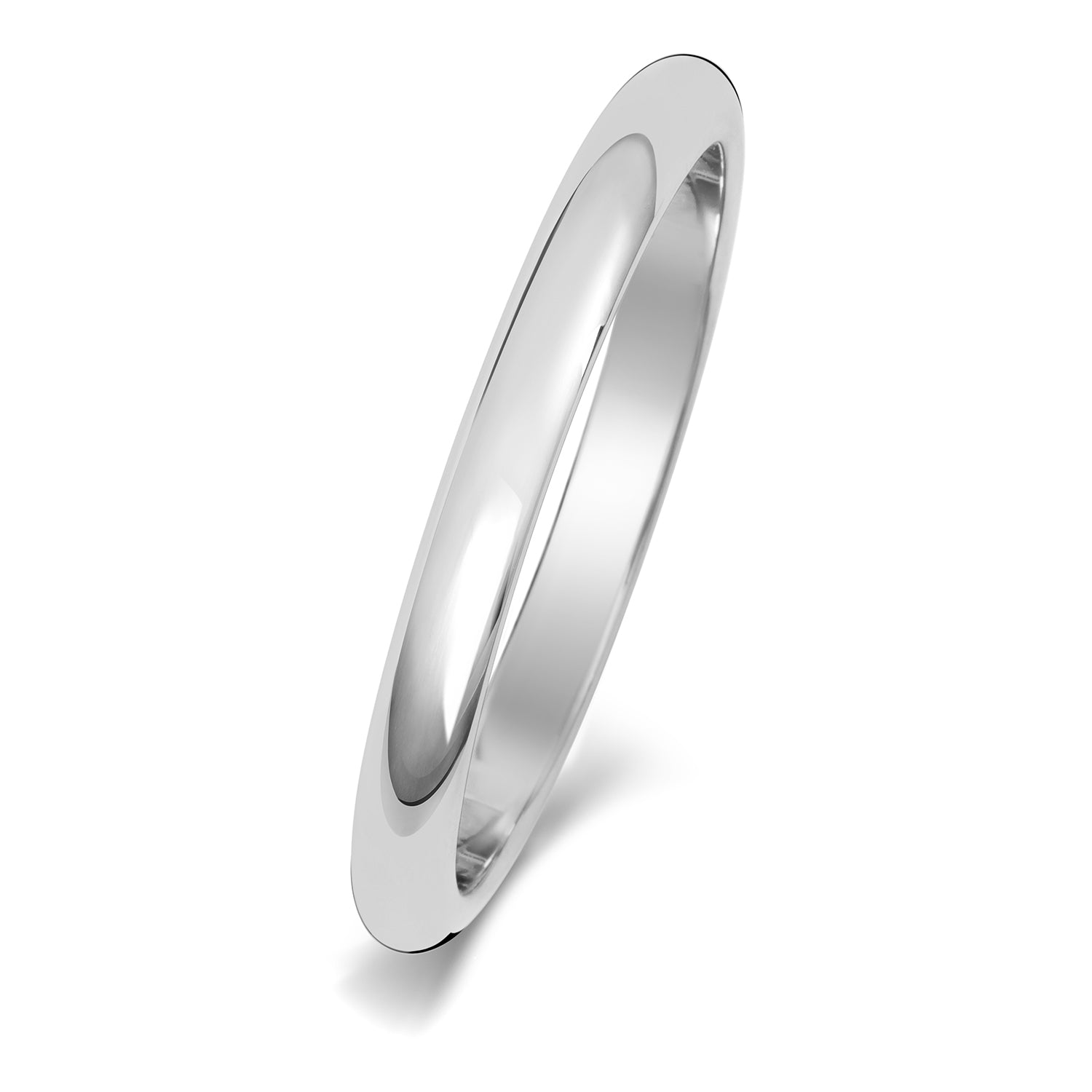 18CT WHITE GOLD 2MM D SHAPE HEAVY WEDDING RING