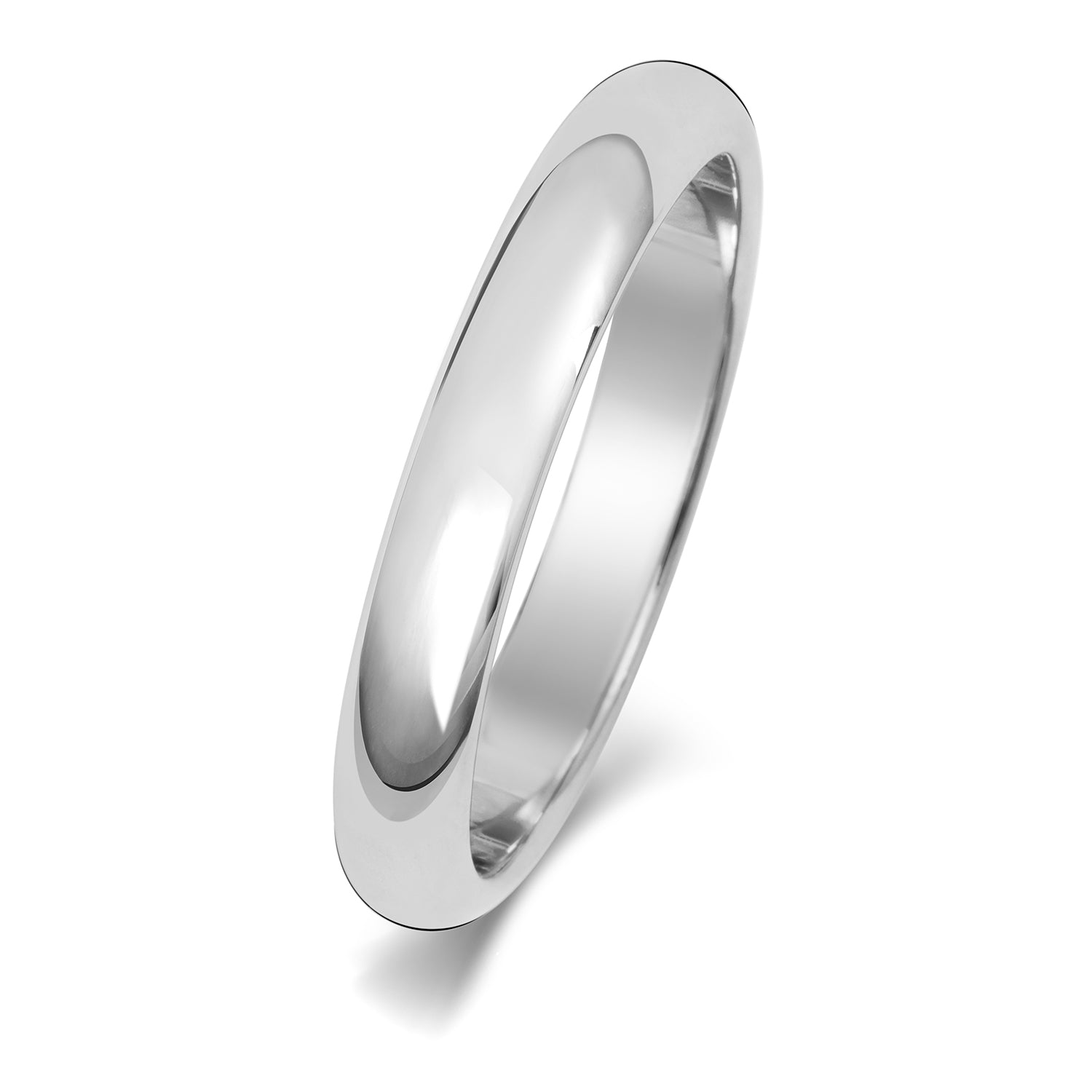 18CT WHITE GOLD 3MM D SHAPE ULTRA-LIGHT WEDDING RING