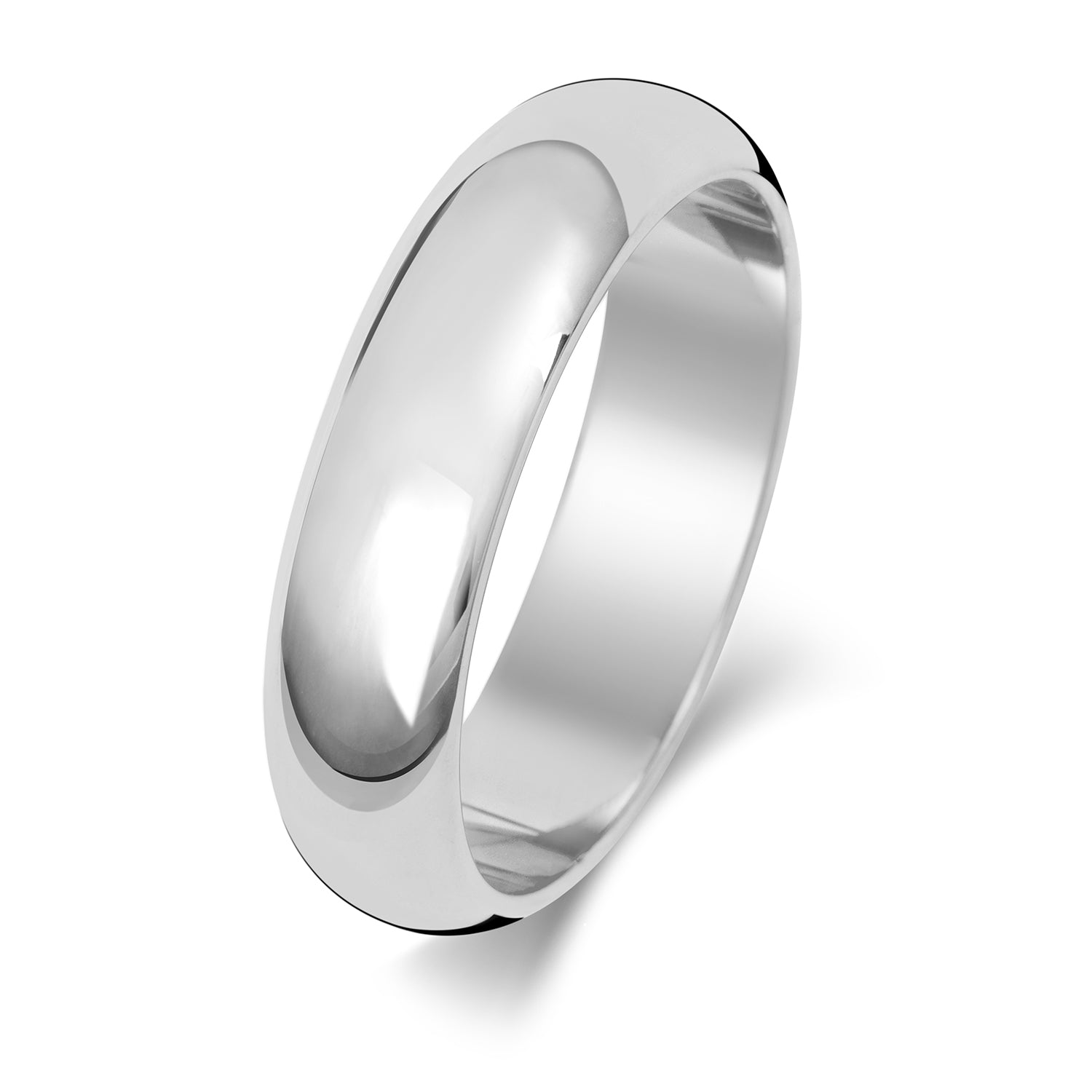 18CT WHITE GOLD 5MM D SHAPE LIGHT WEDDING RING