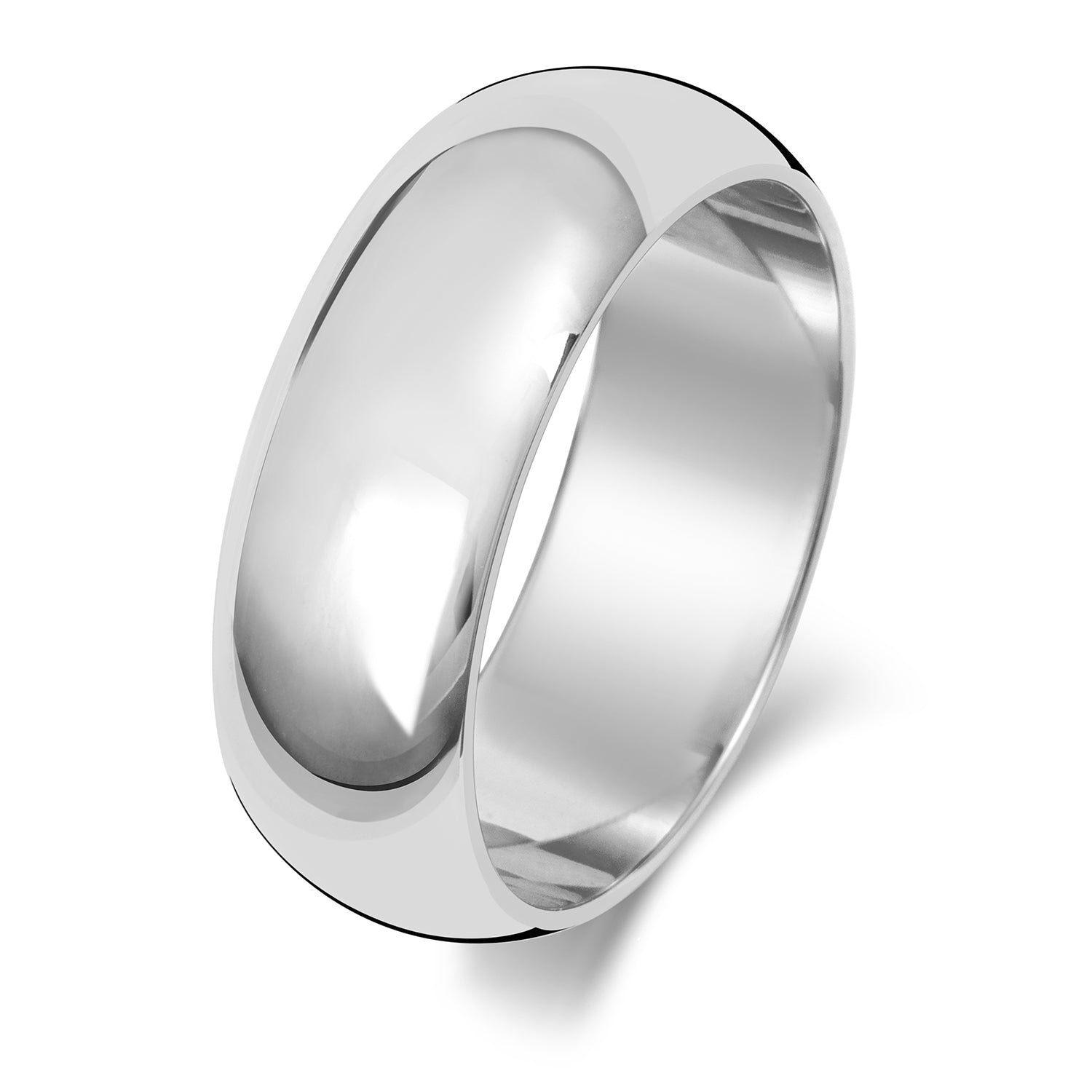 18CT WHITE GOLD 7MM D SHAPE HEAVY WEDDING RING