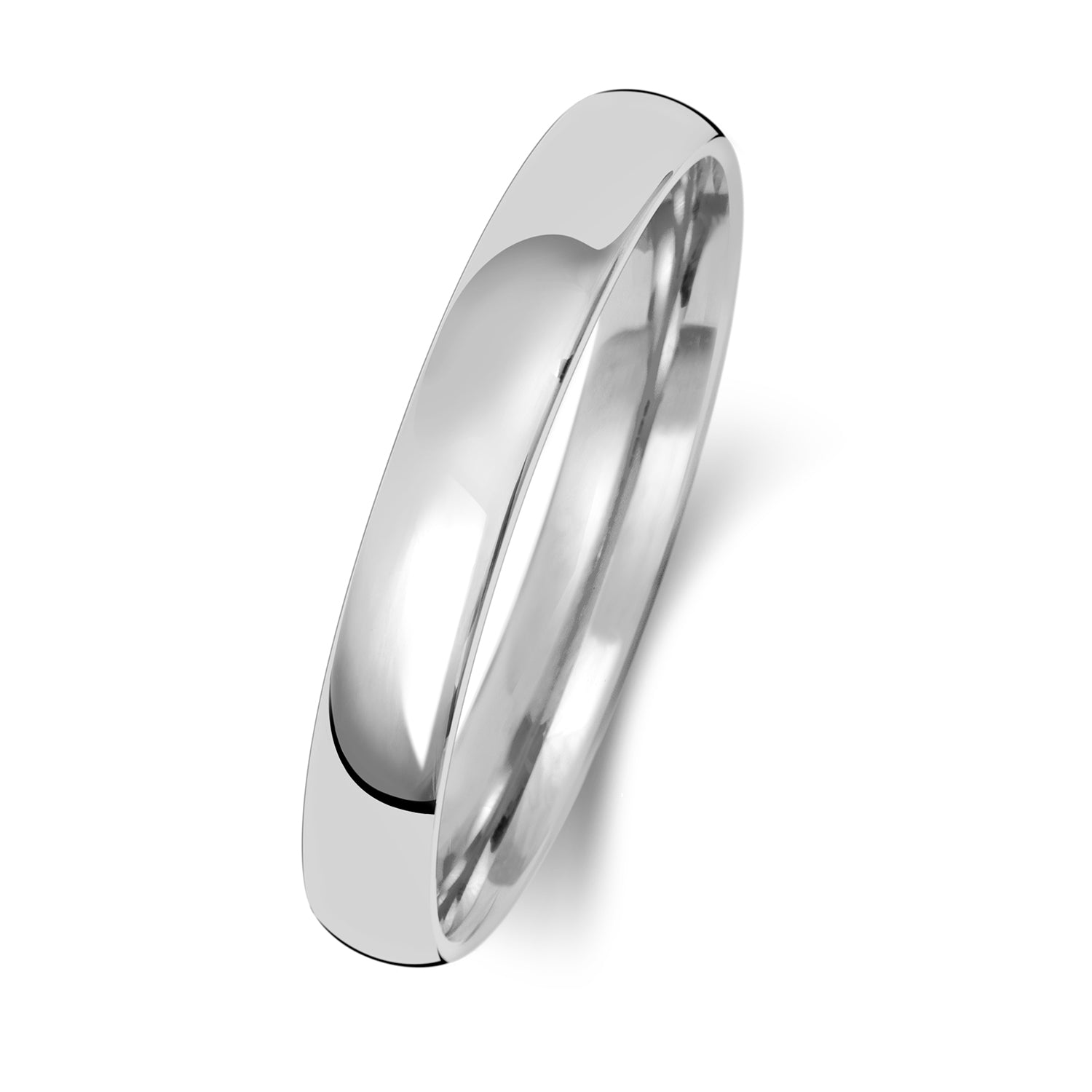 18CT WHITE GOLD 3MM SLIGHT COURT LIGHT WEDDING RING