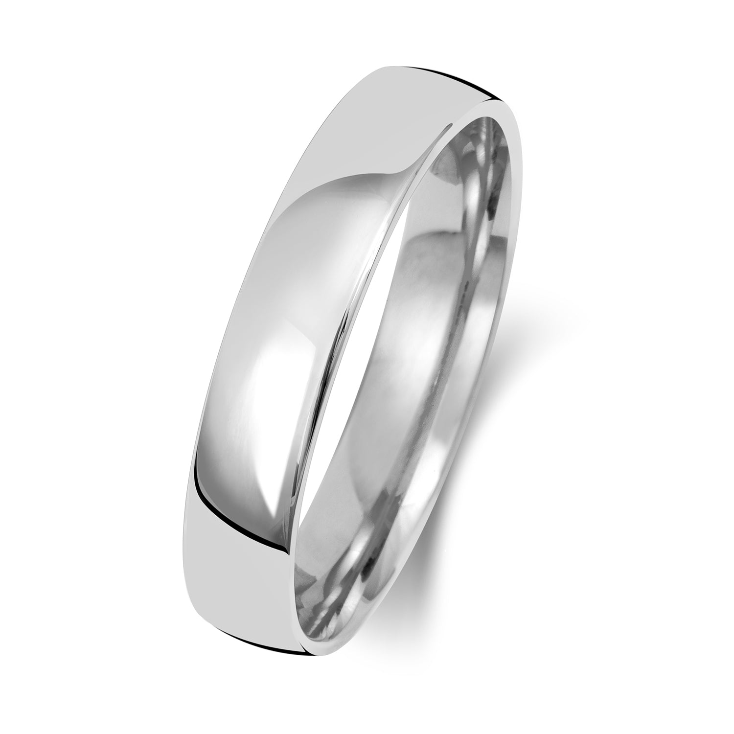 18CT WHITE GOLD 4MM SLIGHT COURT LIGHT WEDDING RING