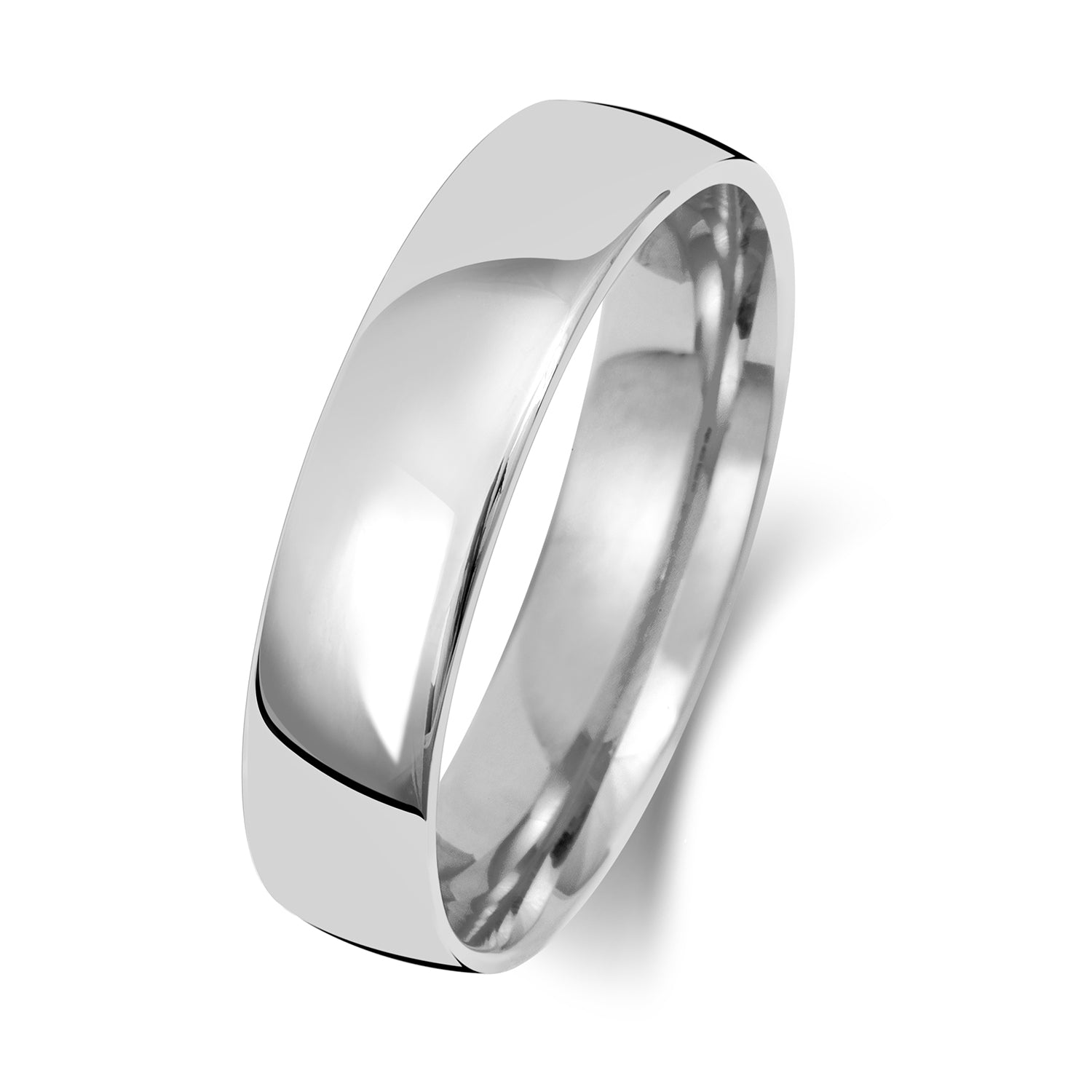 18CT WHITE GOLD 5MM SLIGHT COURT LIGHT WEDDING RING