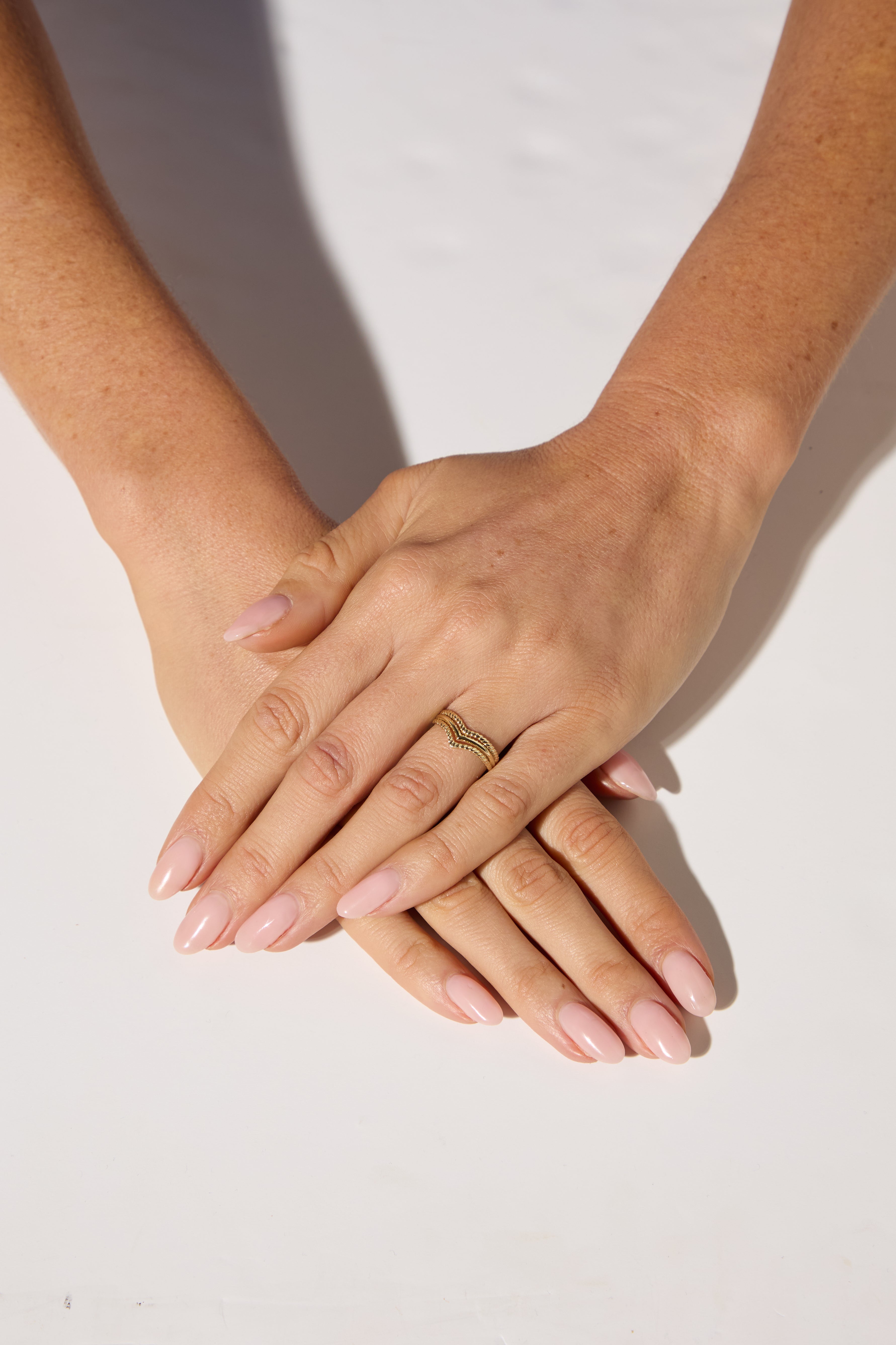 9ct Yellow Gold Wishbone Ring with Beaded Edges