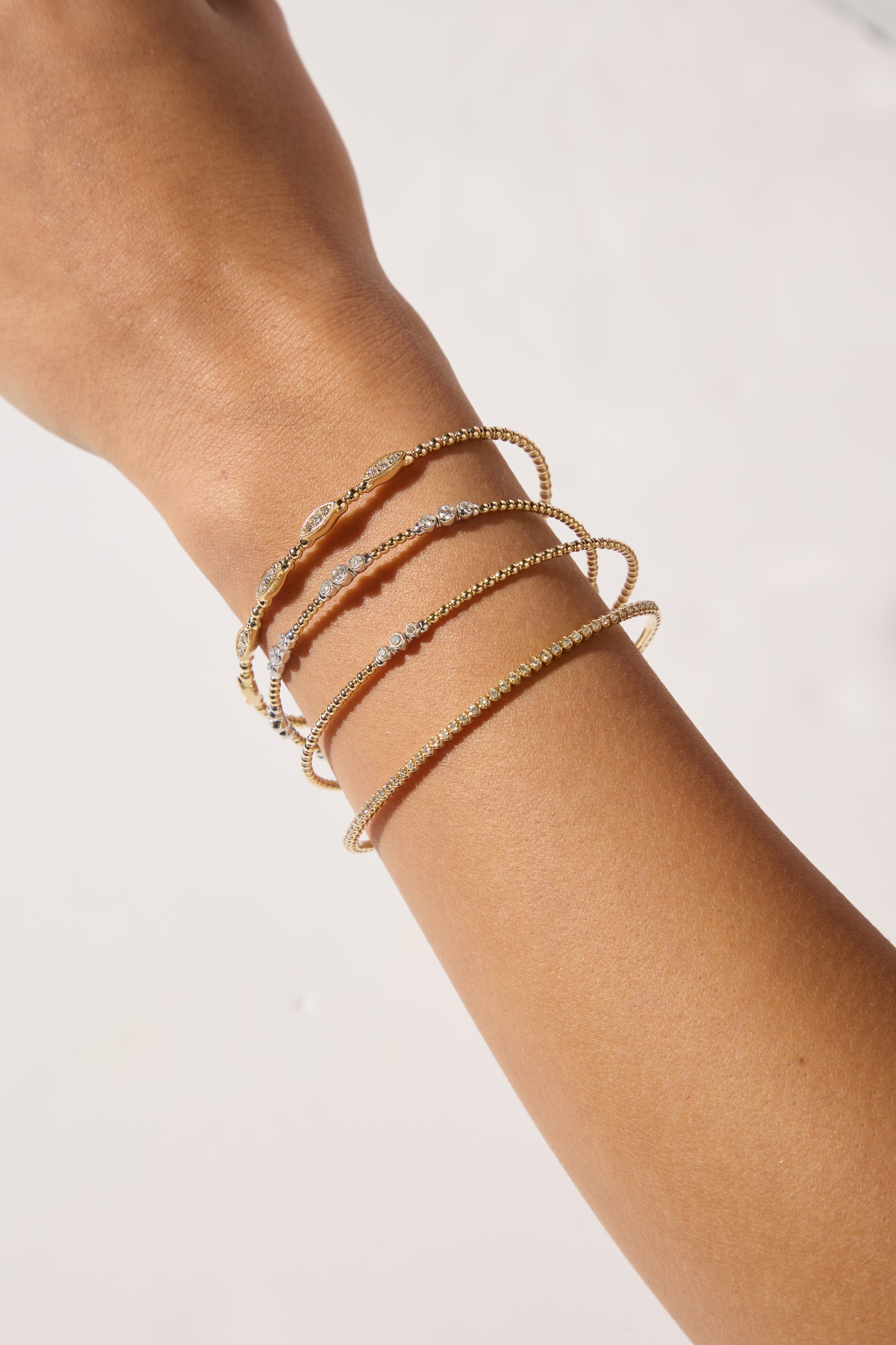 14ct Yellow Gold Natural Diamond Flexi Bangle