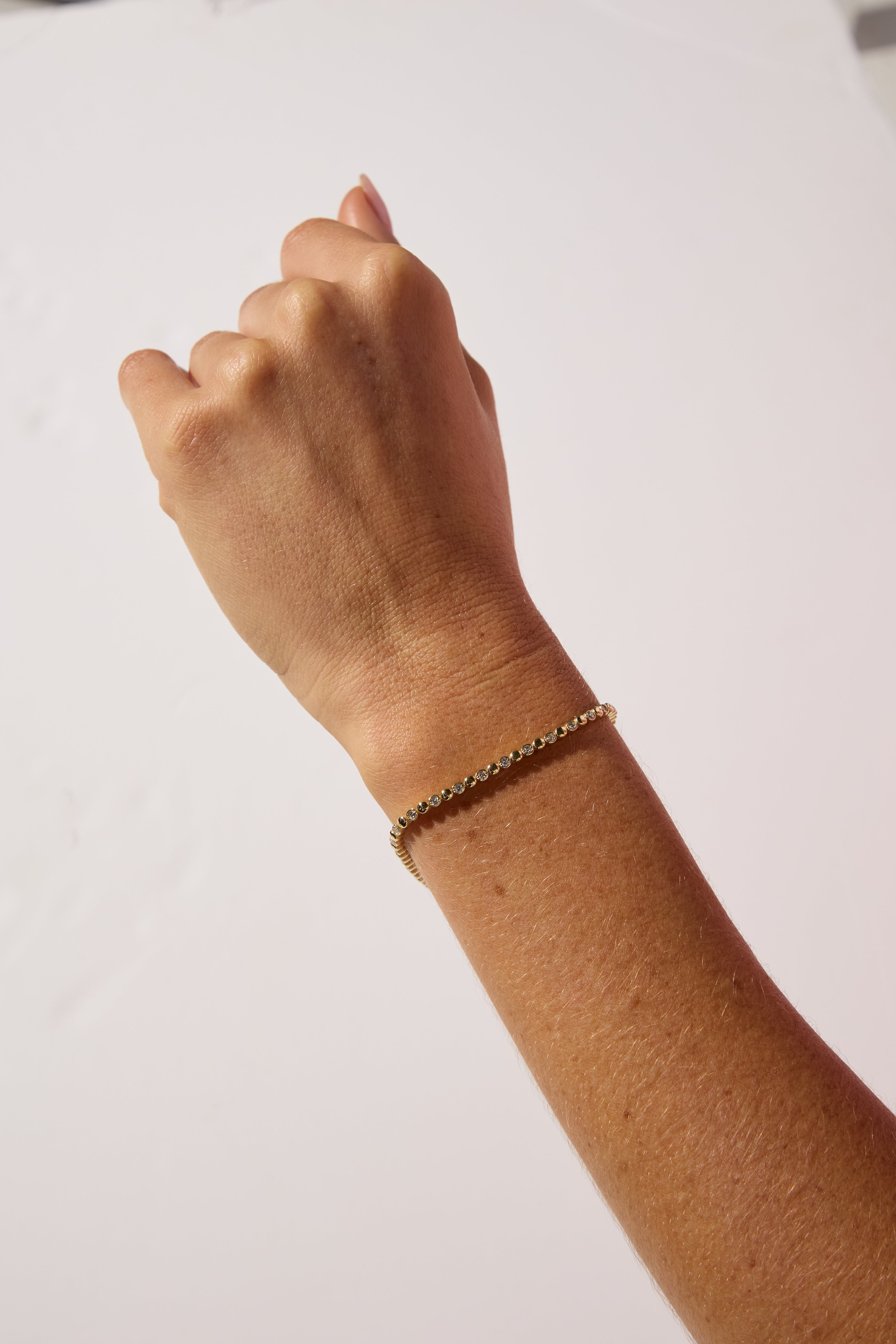 14ct Yellow Gold Natural Diamond & Gold Alternating Bracelet