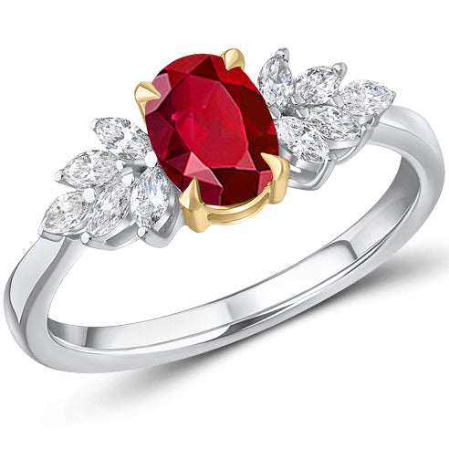 Platinum Ruby & G Si Diamond Engagement Ring
