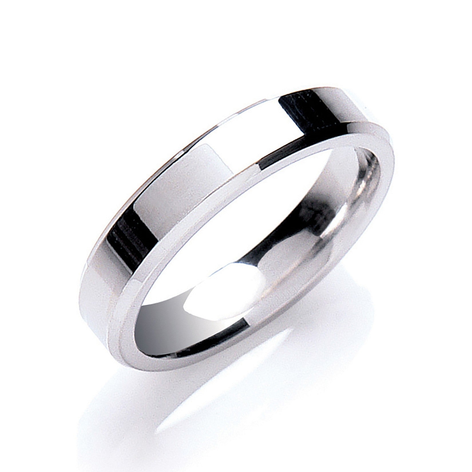 4mm Flat Court Bevelled Edge Wedding Band