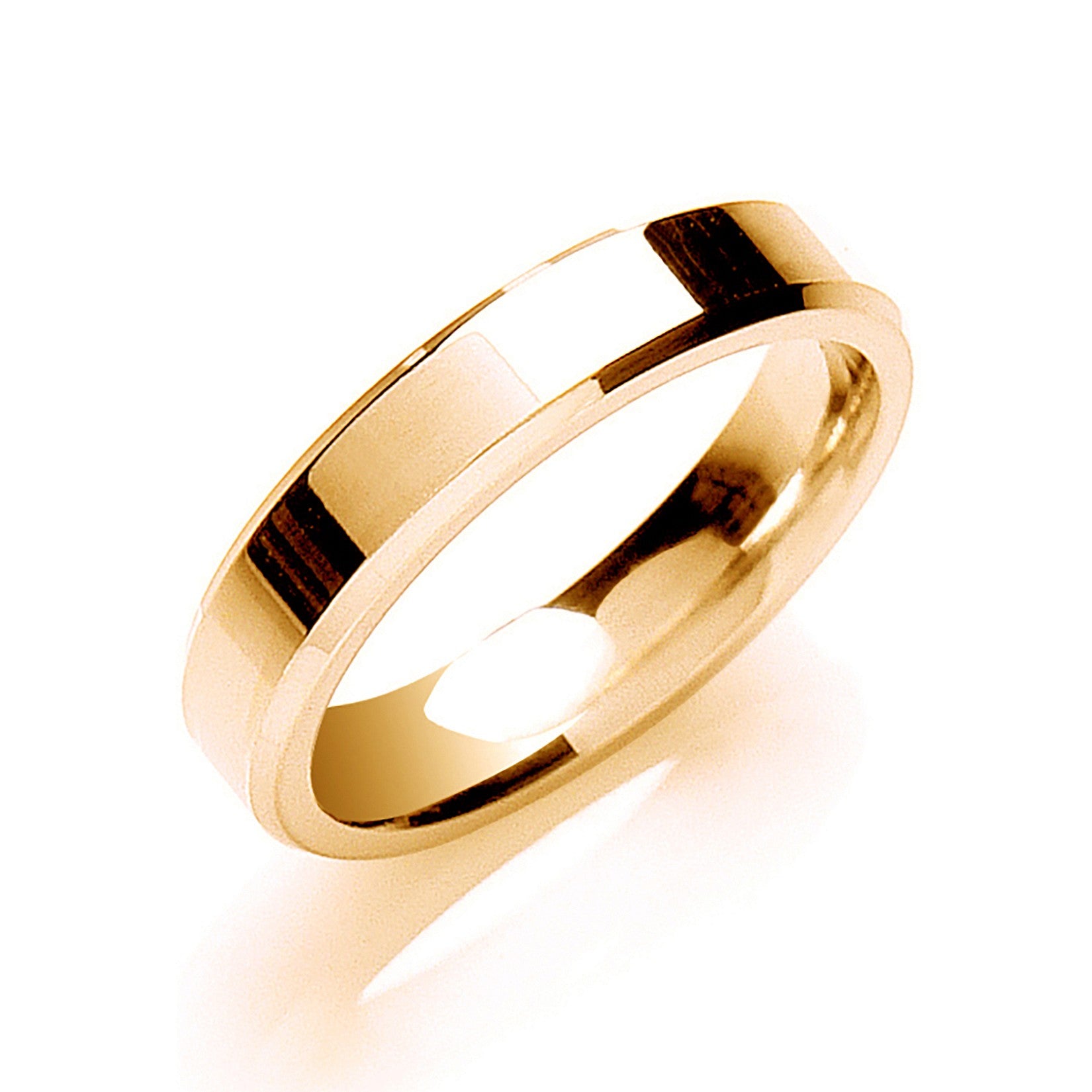 4mm Flat Court Bevelled Edge Wedding Band