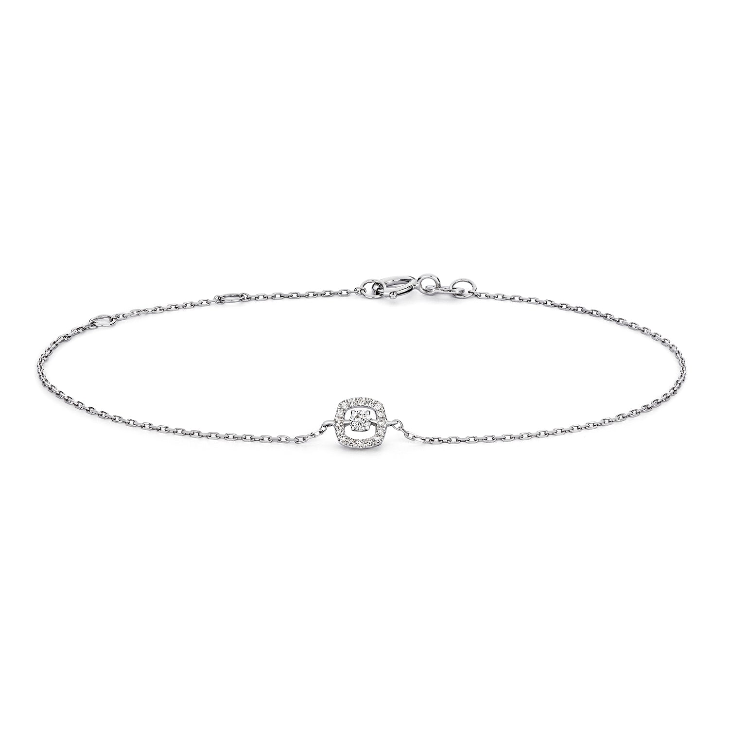 DIAMOND CUSHION BRACELET IN 9CT WHITE GOLD