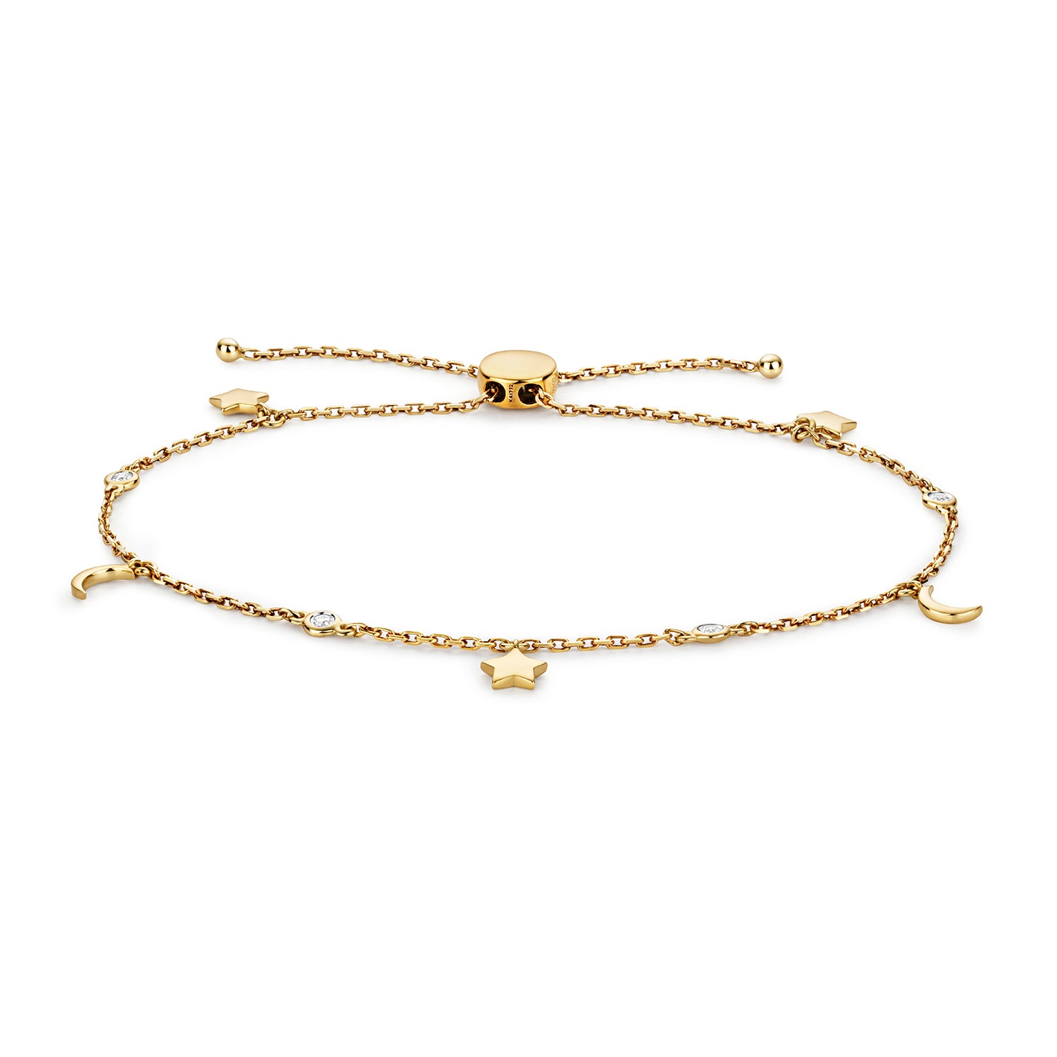 DIAMOND STAR & MOON PULL STYLE BRACELET IN 9CT GOLD