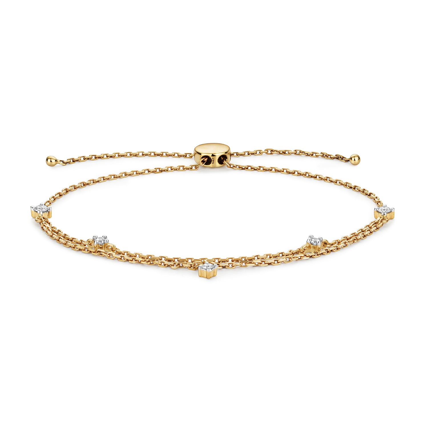 DIAMOND WITH DOUBLE CHAIN PULL STYLE BRACELET IN 9CT GOLD