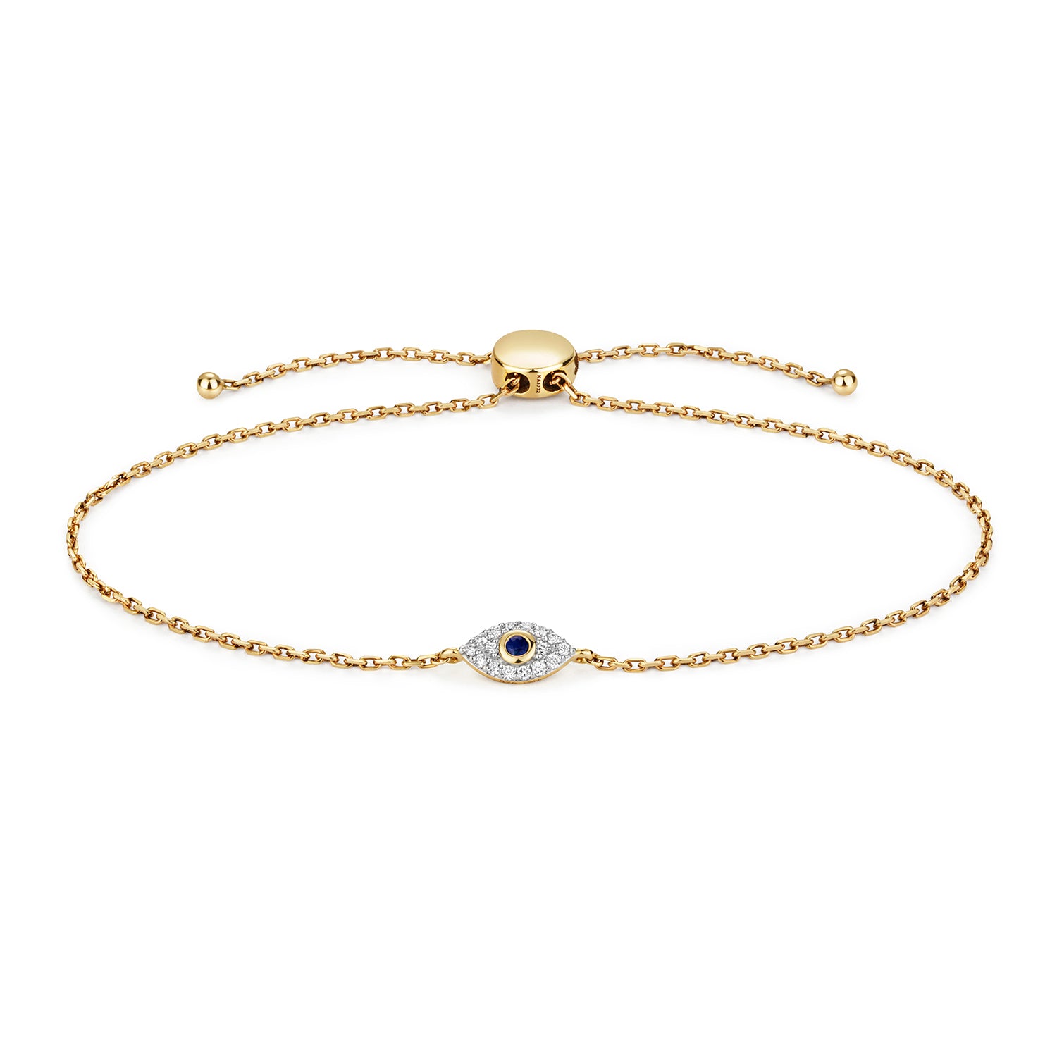 DIAMOND EVIL EYE PULL STYLE BRACELET IN 9CT GOLD