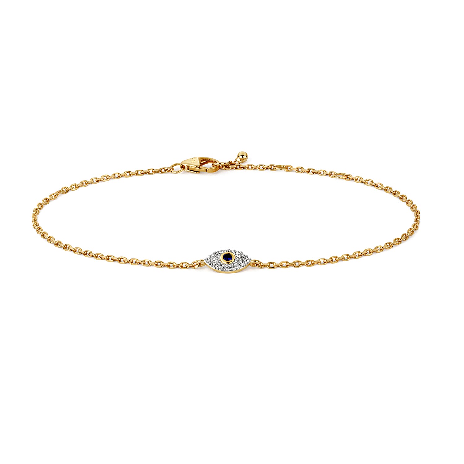 DIAMOND EVIL EYE BRACELET IN 9CT GOLD