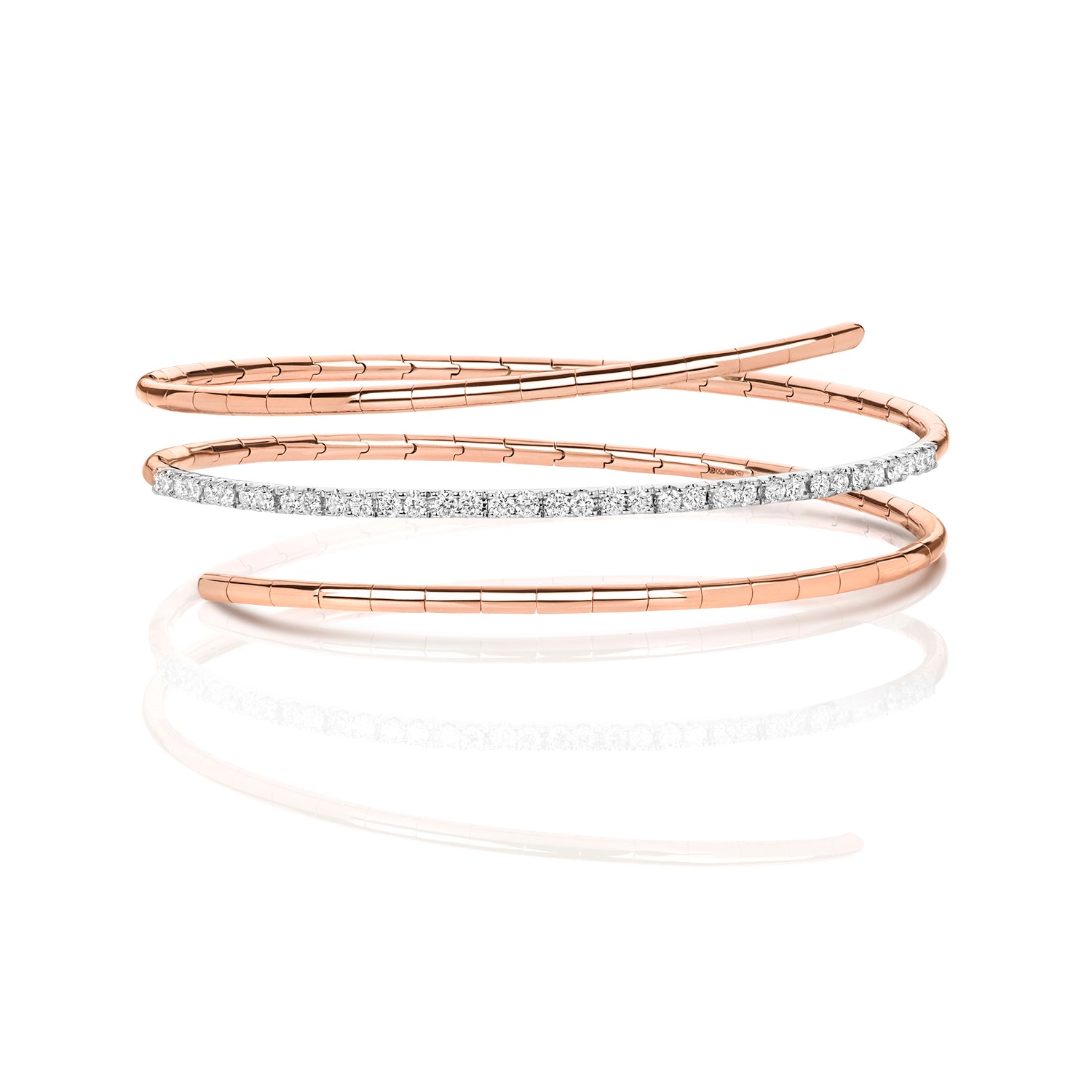 DIAMOND TWIST BANGLE IN 18CT ROSE GOLD