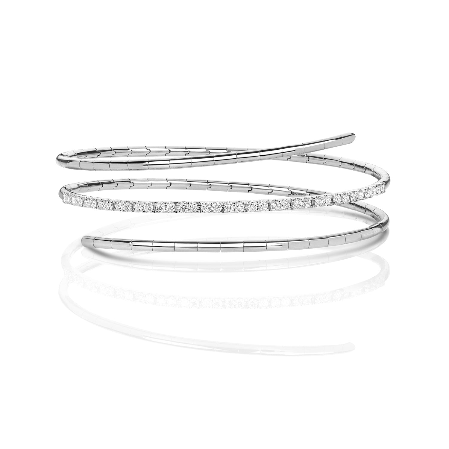 DIAMOND TWIST BANGLE IN 18CT WHITE GOLD