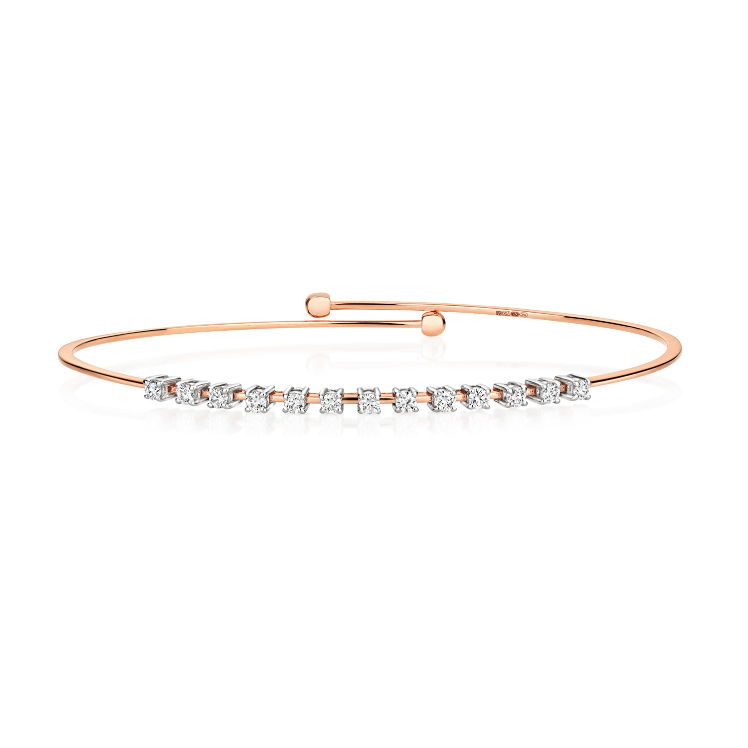 DIAMOND CLAW SET FLEXI BANGLE IN 18CT ROSE GOLD