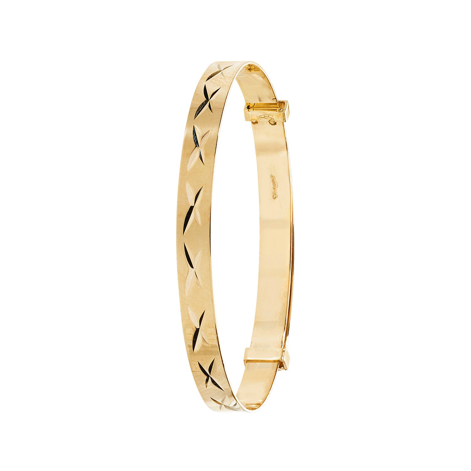 9CT GOLD BABIES' DIAMOND CUT EXPANDABLE BANGLE