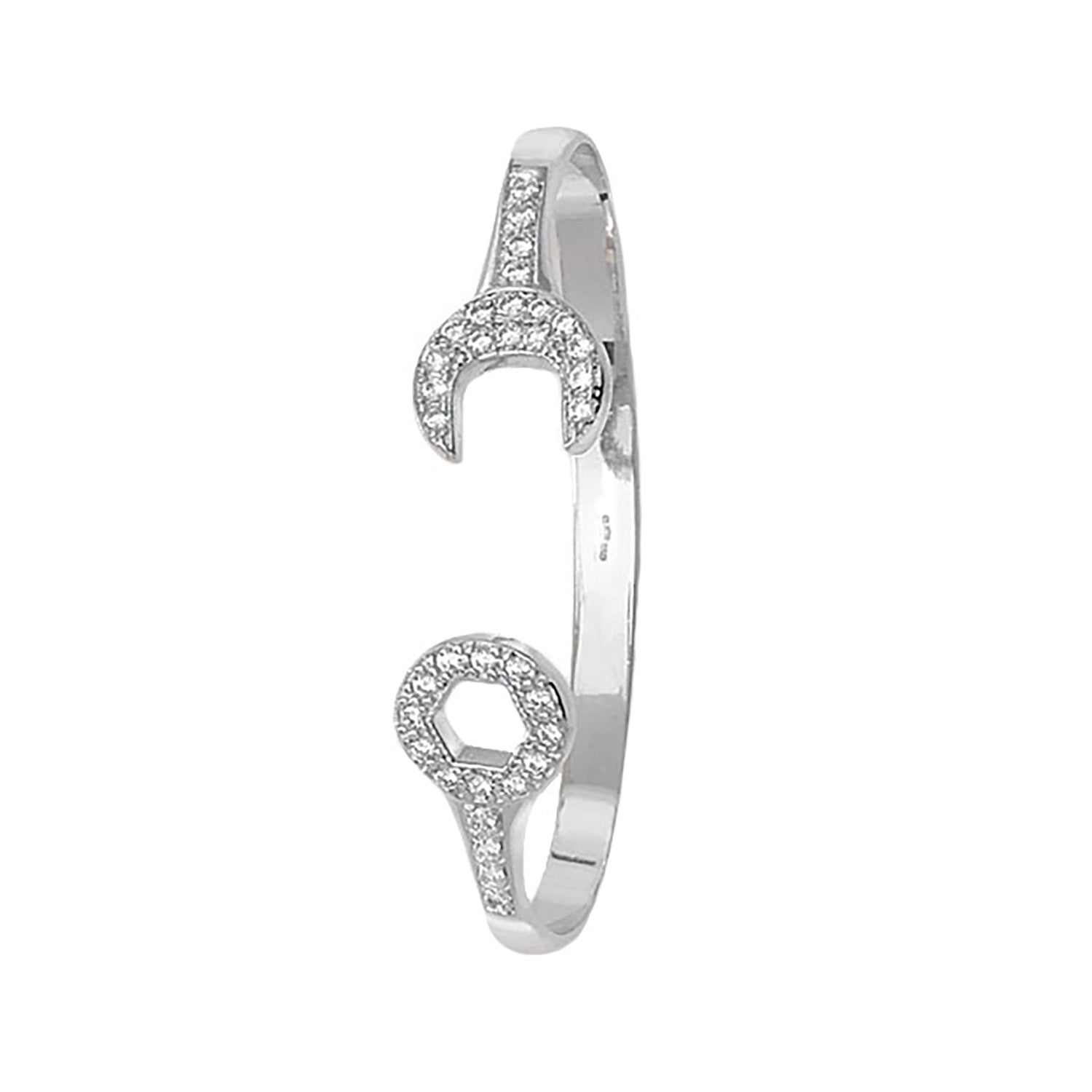 9CT WHITE GOLD BABIES' CZ SPANNER BANGLE