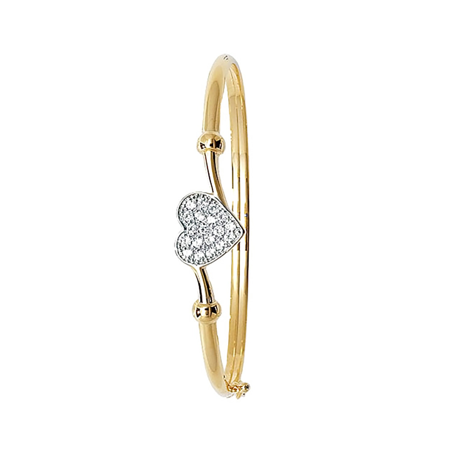 9CT GOLD BABIES' CZ HEART BANGLE