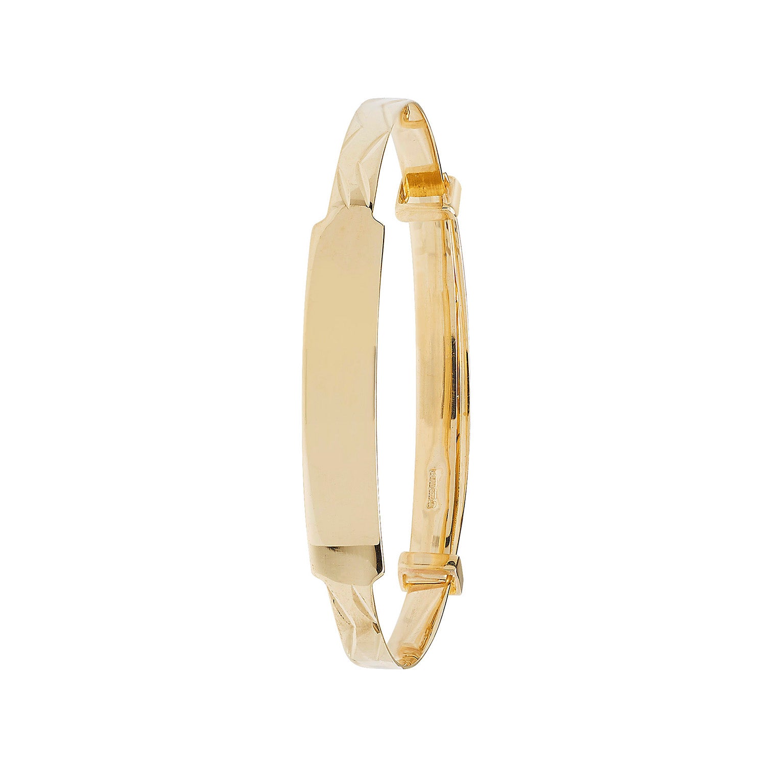 9CT GOLD BABIES' DIAMOND CUT EXPANDABLE ID BANGLE