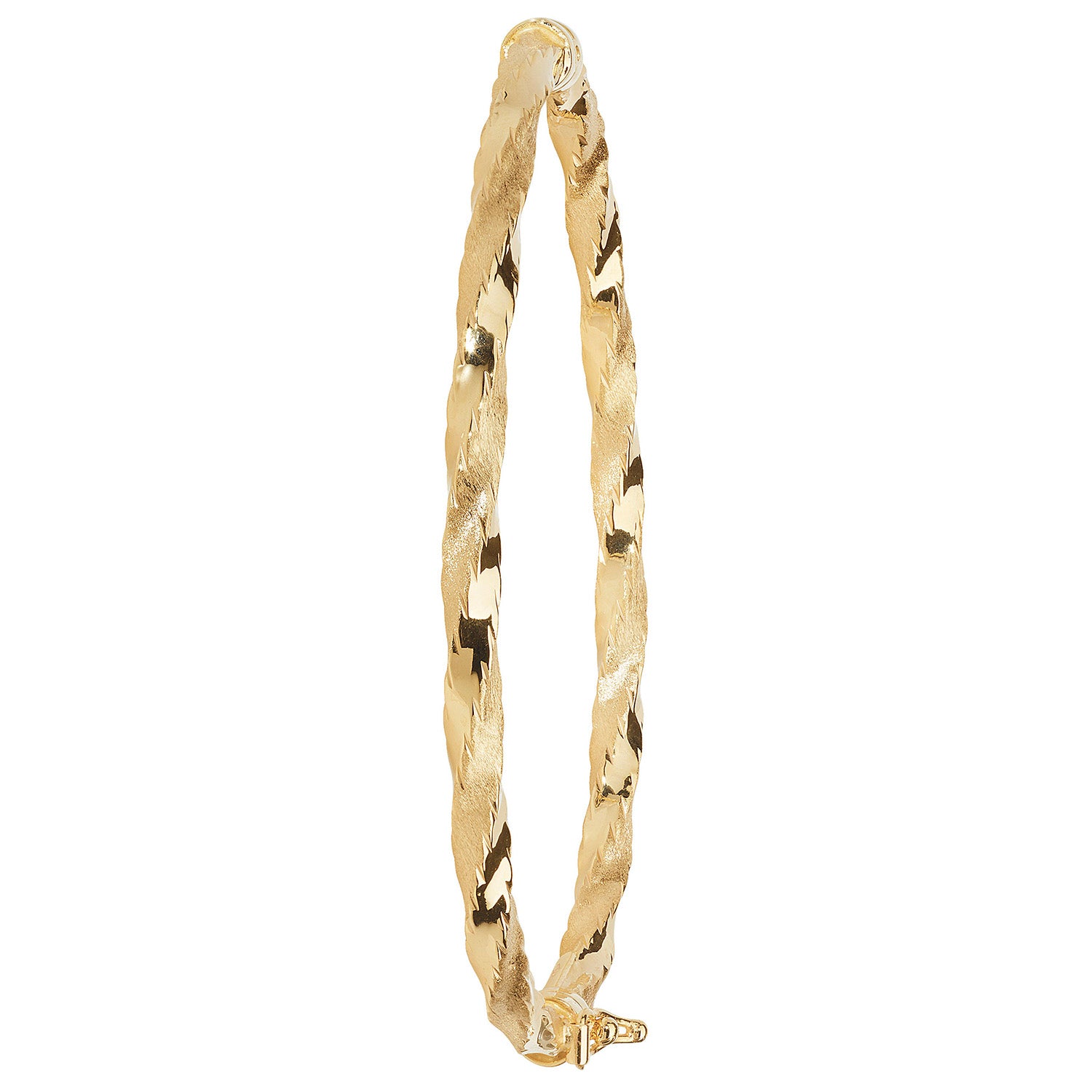 9CT GOLD DIAMOND CUT TWISTED HINGED BANGLE