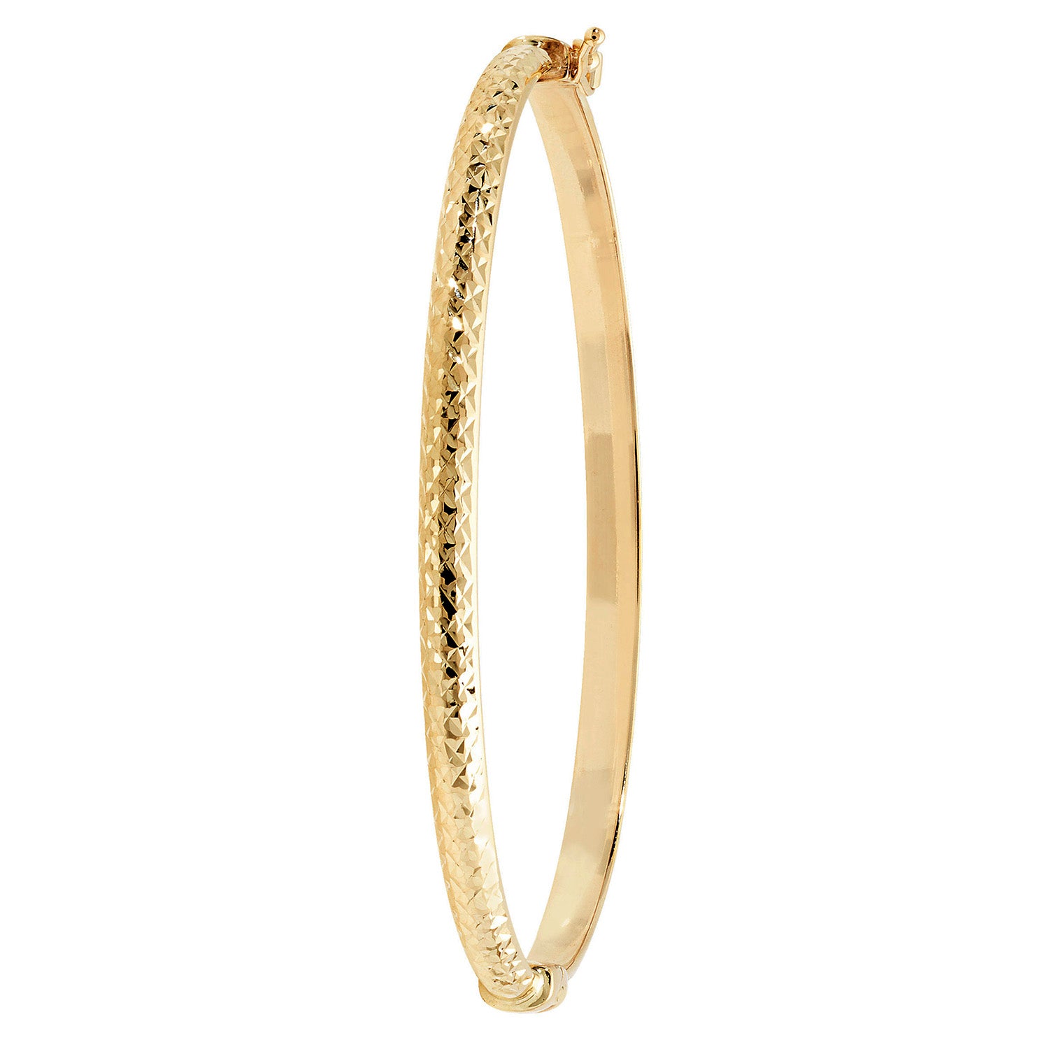 9CT GOLD DIAMOND CUT HINGED BANGLE