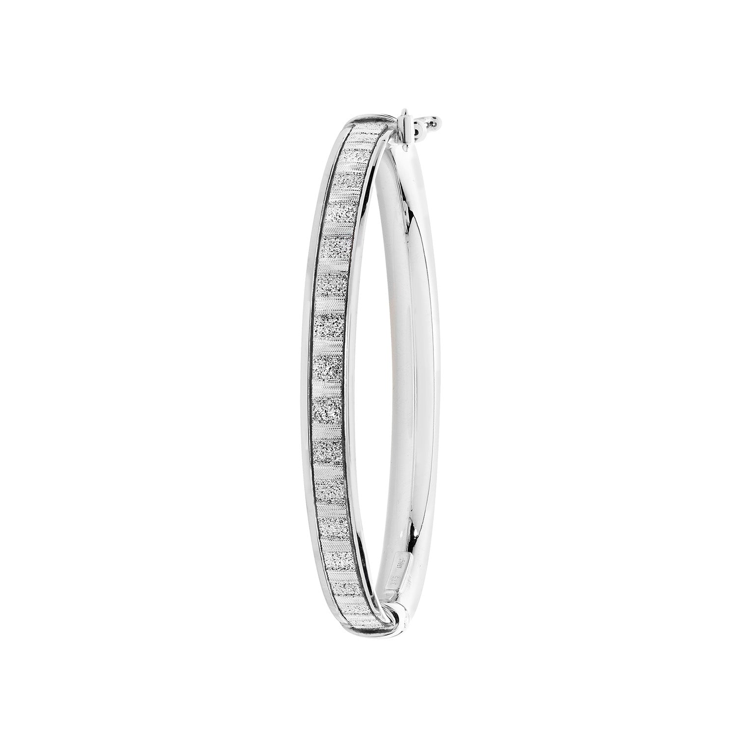 9CT WHITE GOLD BABIES' MOONDUST HINGED BANGLE