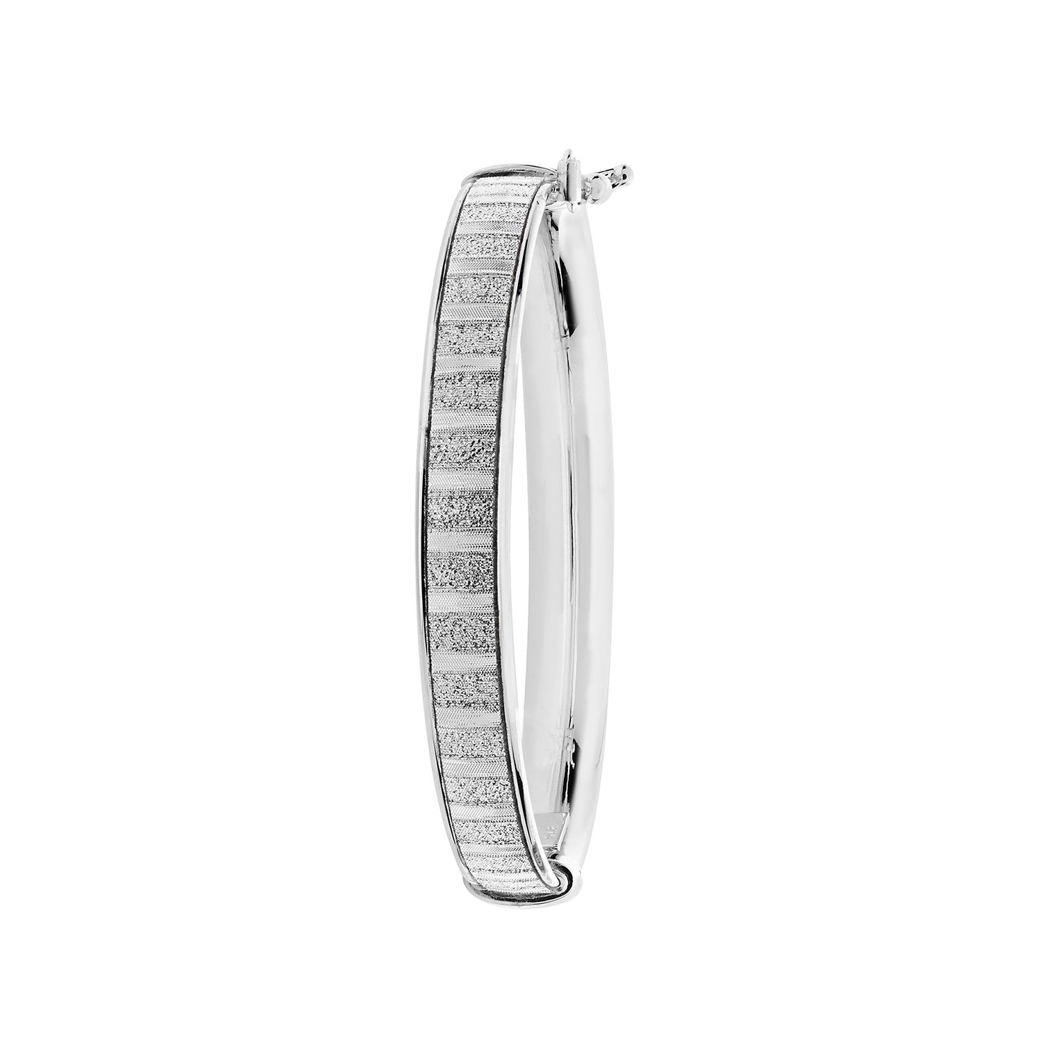 9CT WHITE GOLD BABIES' MOONDUST HINGED BANGLE