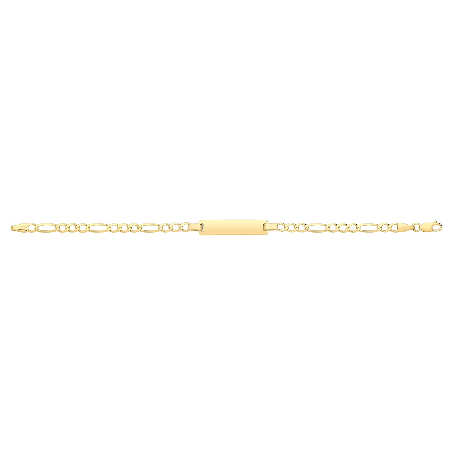 9CT GOLD BABIES' FIGARO RECTANGULAR ID PLATE BRACELET