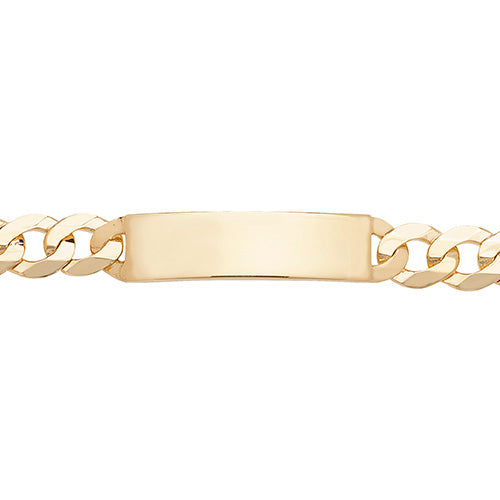 9CT GOLD GENTS' CURB RECTANGULAR ID PLATE BRACELET