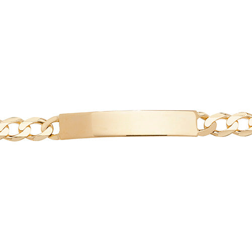 9CT GOLD GENTS' CURB RECTANGULAR ID PLATE BRACELET